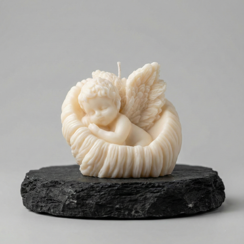 Winged Boy Angel Candle – hand-poured soy wax candle, Living Light Candle Dublin