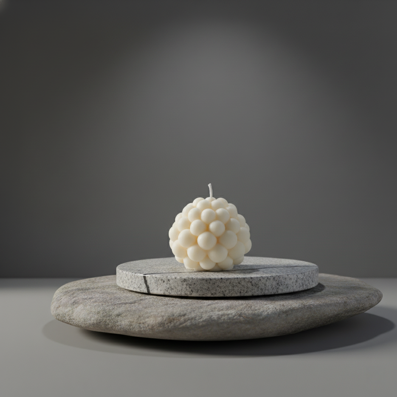 Geometric Pillar Candle Small – hand-poured soy wax candle, Living Light Candle Dublin