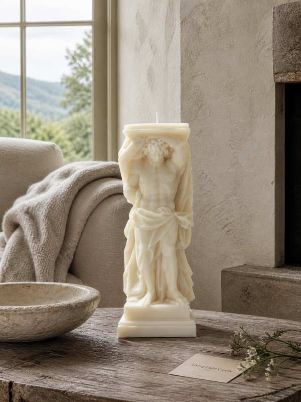 Atalanta Statue Bust Candle – hand-poured soy wax sculpture candle, Living Light Candle Dublin