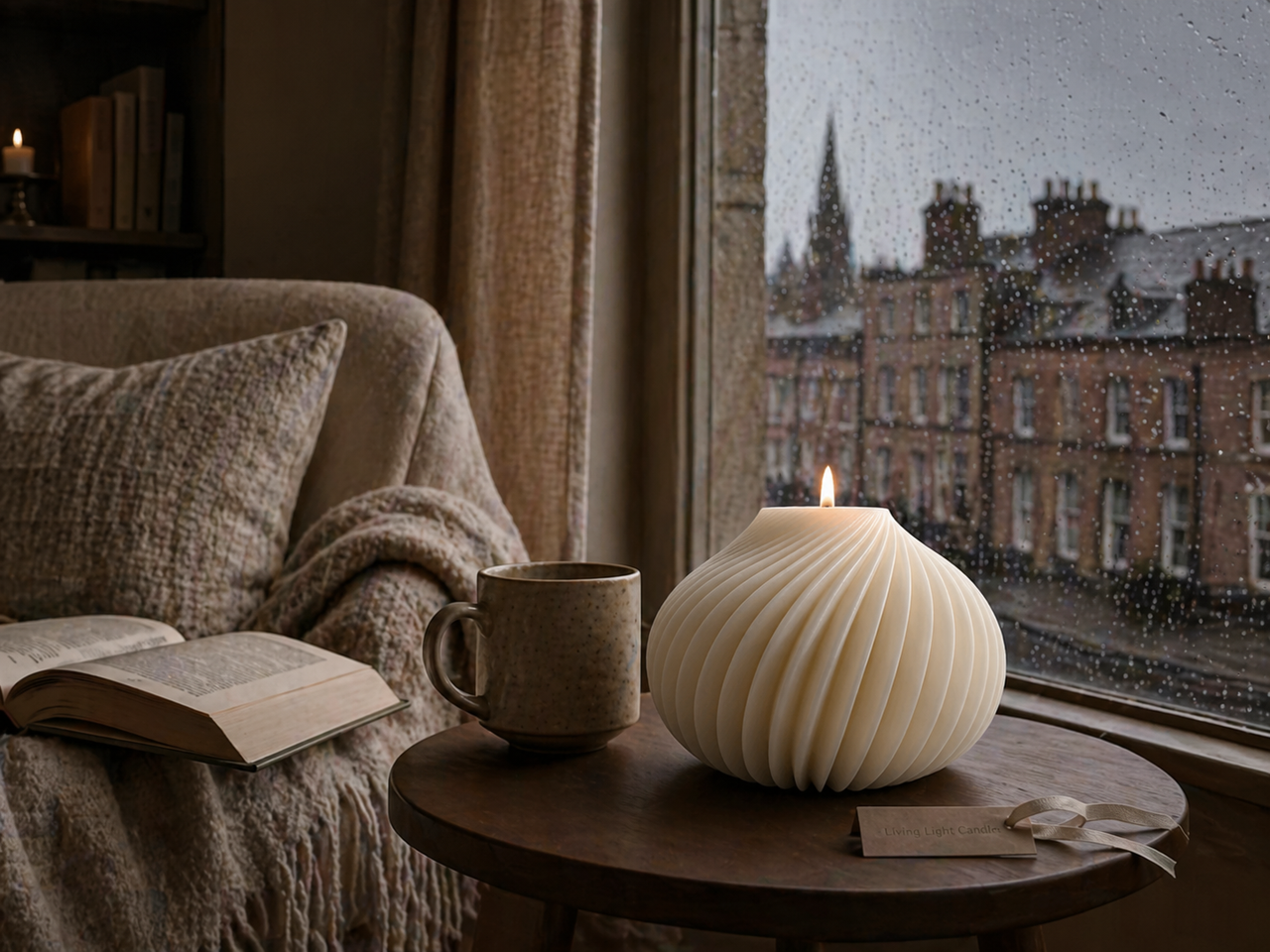 Spiral Ball Twirl Candle – hand-poured soy wax candle, Living Light Candle Dublin