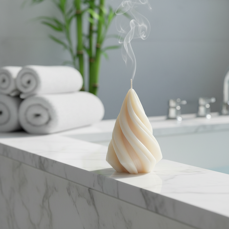 Spiral Cone Candle Small – hand-poured soy wax candle, Living Light Candle Dublin