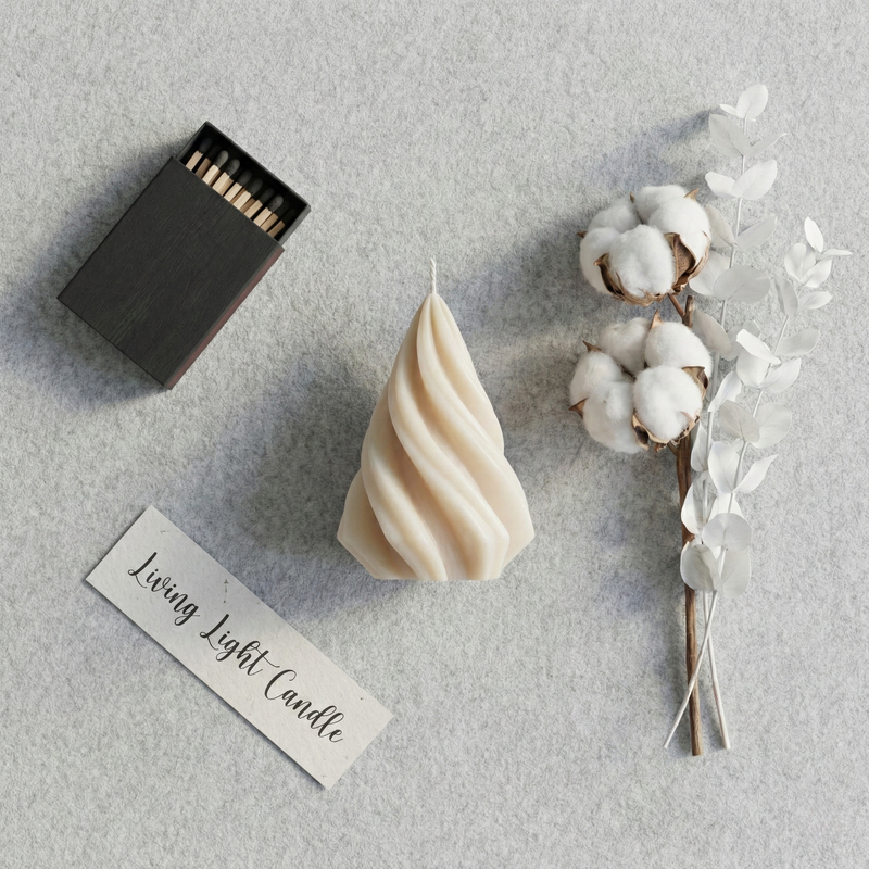 Spiral Cone Candle Small – hand-poured soy wax candle, Living Light Candle Dublin