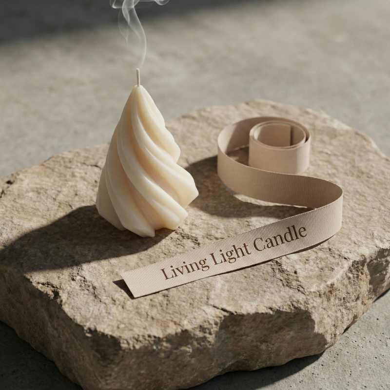 Spiral Cone Candle Small – hand-poured soy wax candle, Living Light Candle Dublin