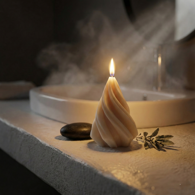 Spiral Cone Candle Small – hand-poured soy wax candle, Living Light Candle Dublin