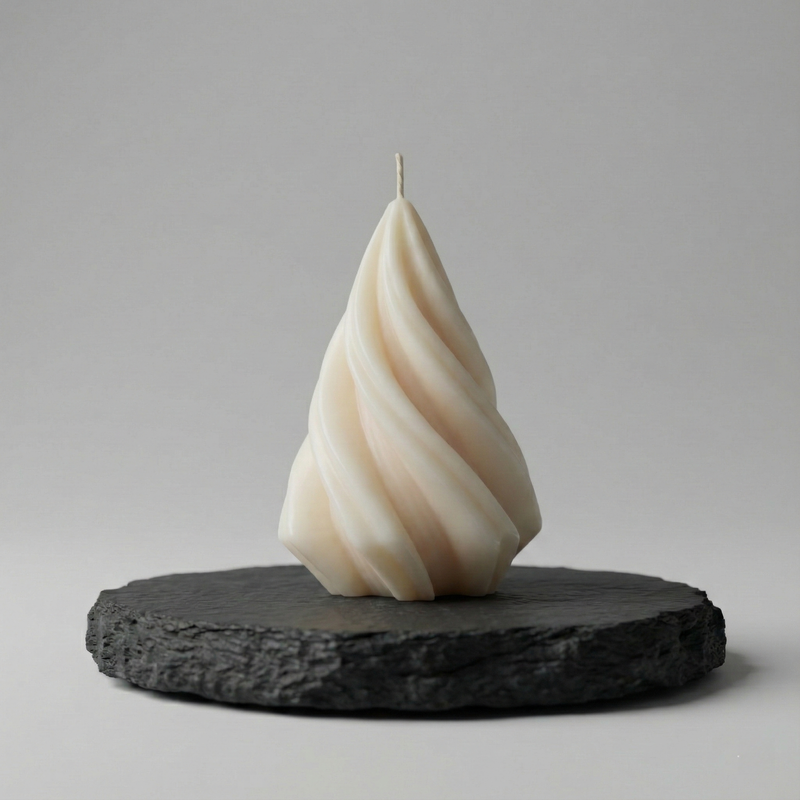 Spiral Cone Candle Small – hand-poured soy wax candle, Living Light Candle Dublin