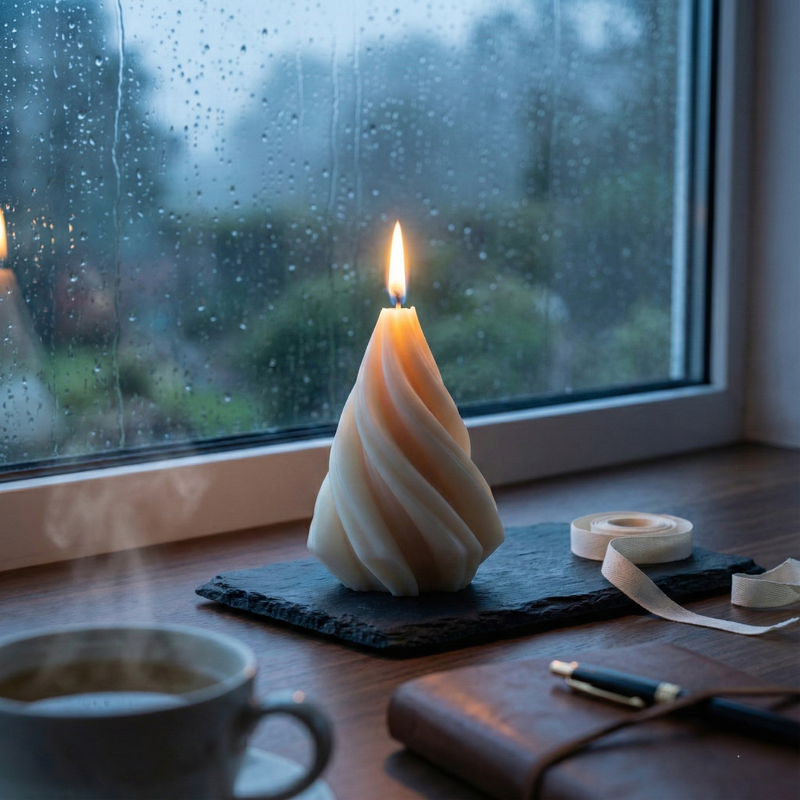 Spiral Cone Candle Small – hand-poured soy wax candle, Living Light Candle Dublin