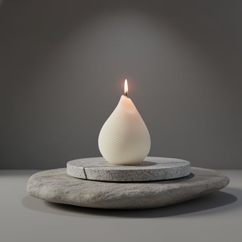 Water Drop Swirl Candle Striped – hand-poured soy wax candle, Living Light Candle Dublin
