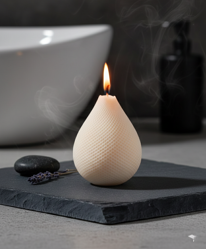 Water Drop Swirl Candle Striped – hand-poured soy wax candle, Living Light Candle Dublin