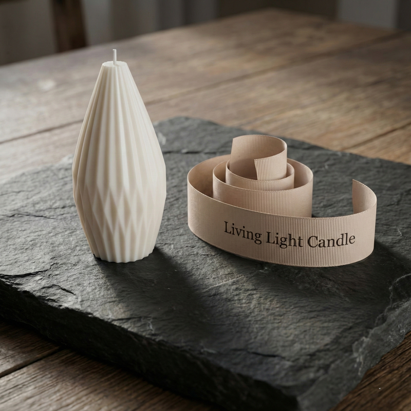 Geometric Pear Candle Large – side view, Living Light Candle Dublin