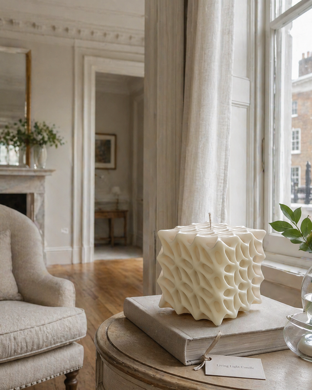 Flower Petal Square Candle – hand-poured soy wax candle, Living Light Candle Dublin