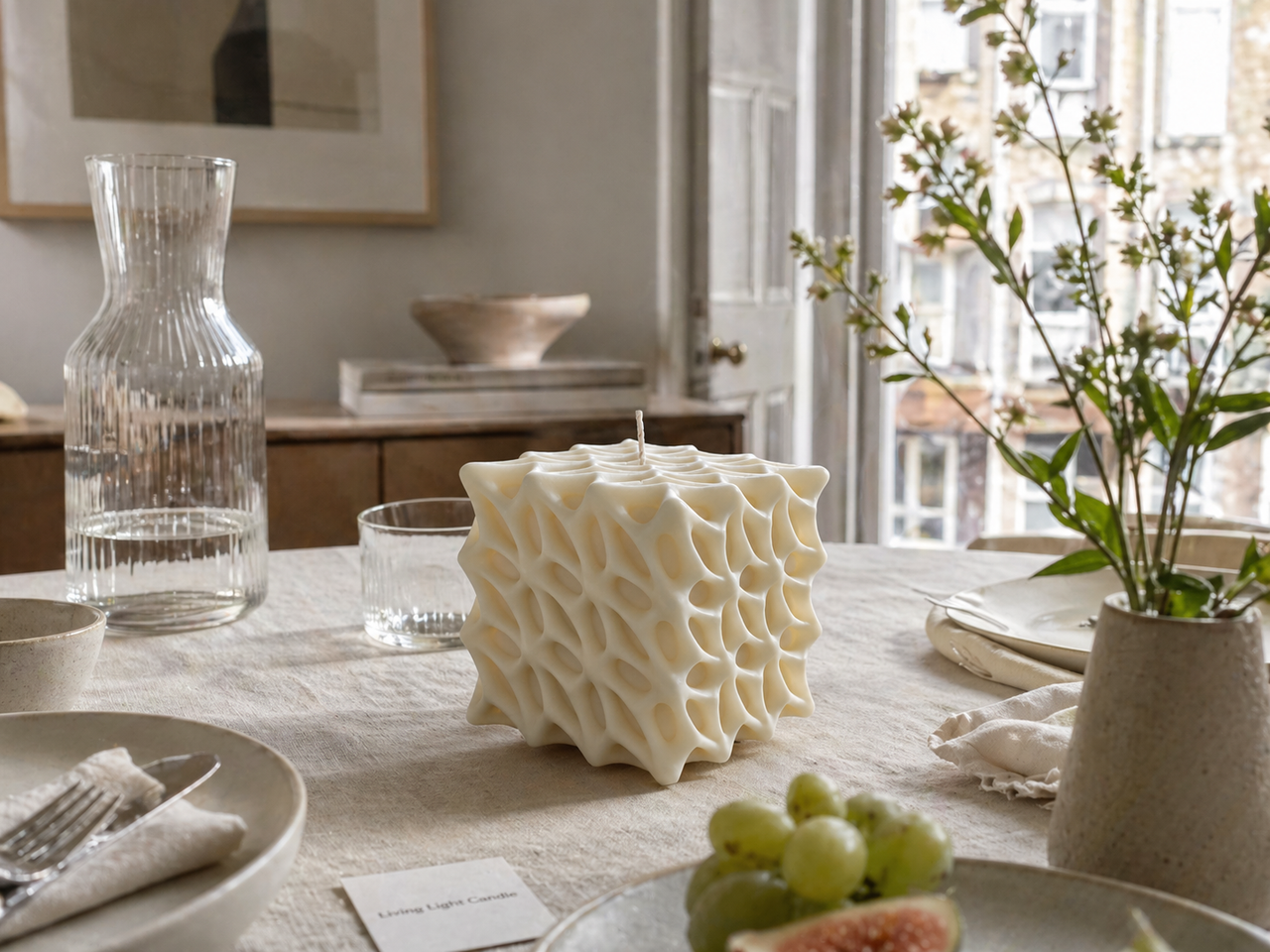 Flower Petal Square Candle – hand-poured soy wax candle, Living Light Candle Dublin