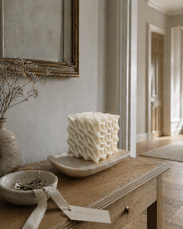 Flower Petal Square Candle – hand-poured soy wax candle, Living Light Candle Dublin