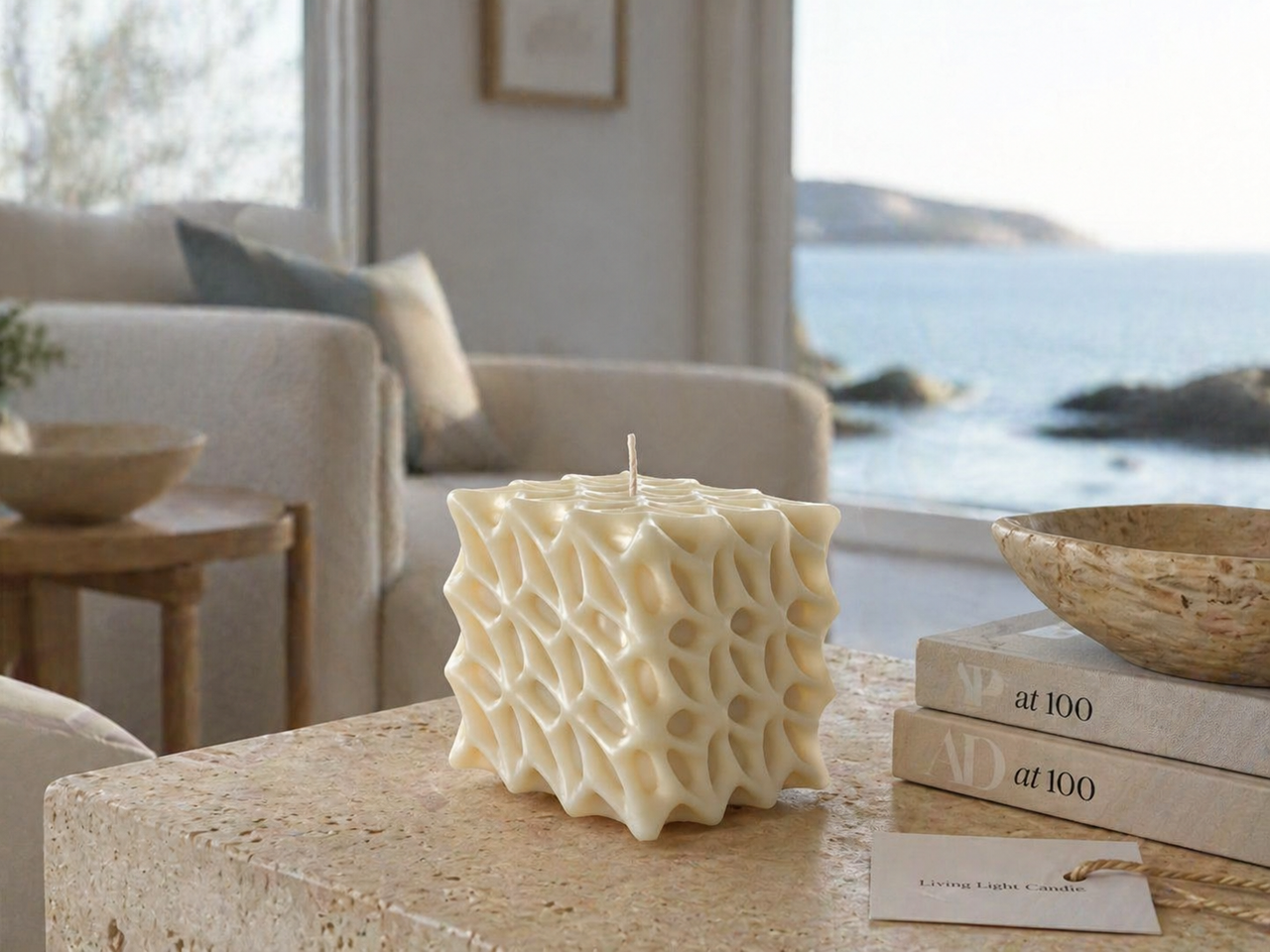 Flower Petal Square Candle – hand-poured soy wax candle, Living Light Candle Dublin