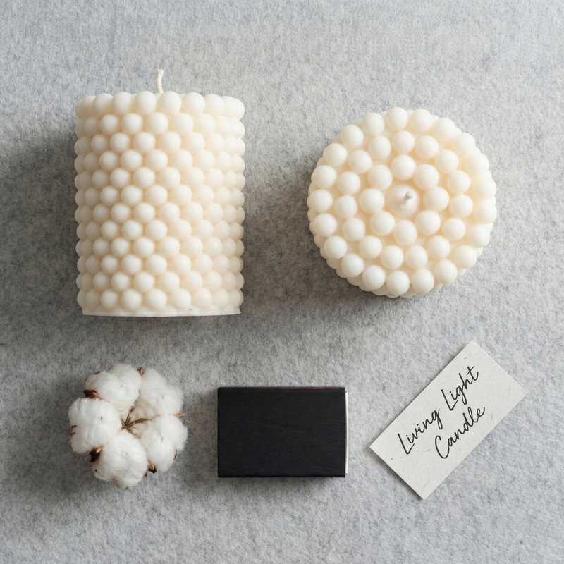Geometric Pillar Candle Large – hand-poured soy wax candle, Living Light Candle Dublin