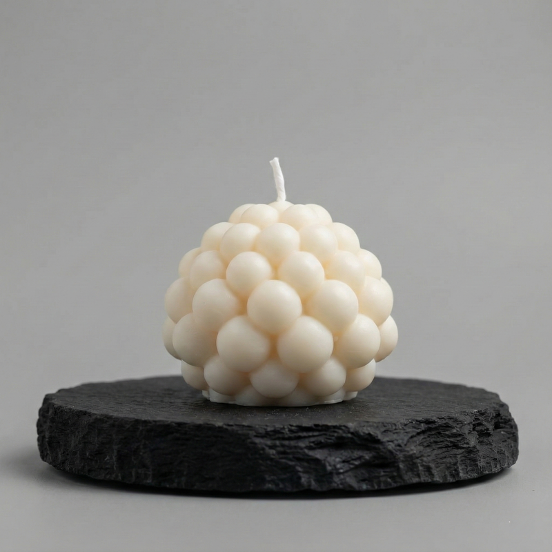 Geometric Pillar Candle Small – hand-poured soy wax candle, Living Light Candle Dublin