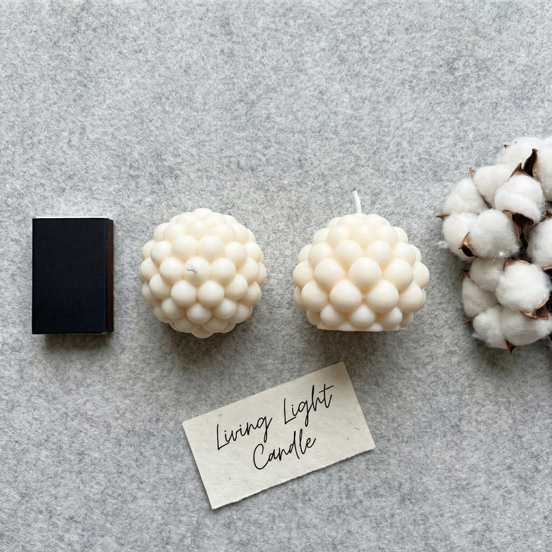Geometric Pillar Candle Small – hand-poured soy wax candle, Living Light Candle Dublin
