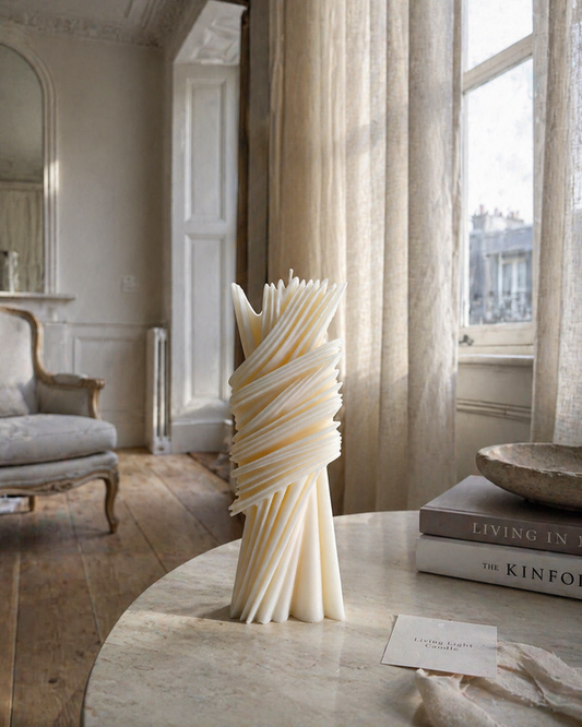 Geometric Striped Pillar Candle