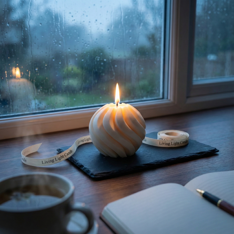 Marble Effect Swirl Candle – hand-poured soy wax candle, Living Light Candle Dublin