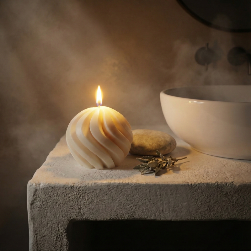 Marble Effect Swirl Candle – hand-poured soy wax candle, Living Light Candle Dublin