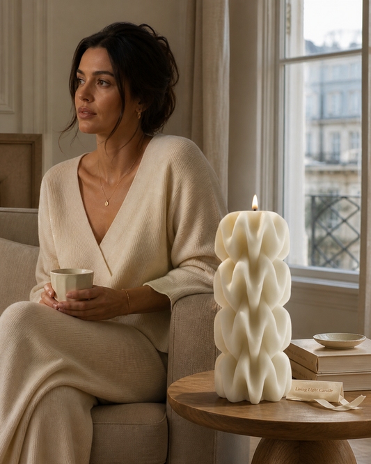 Wave Pillar Swirl Candle - Large