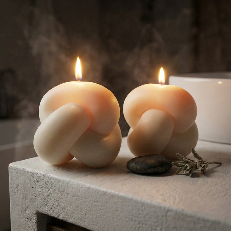 Thick Rope Knot Candle – hand-poured soy wax candle, Living Light Candle Dublin