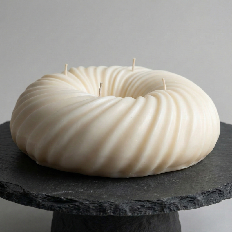 Knit Texture Spiral Ball Candle – hand-poured soy wax candle, Living Light Candle Dublin