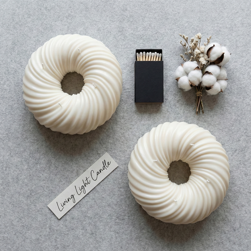 Knit Texture Spiral Ball Candle – hand-poured soy wax candle, Living Light Candle Dublin