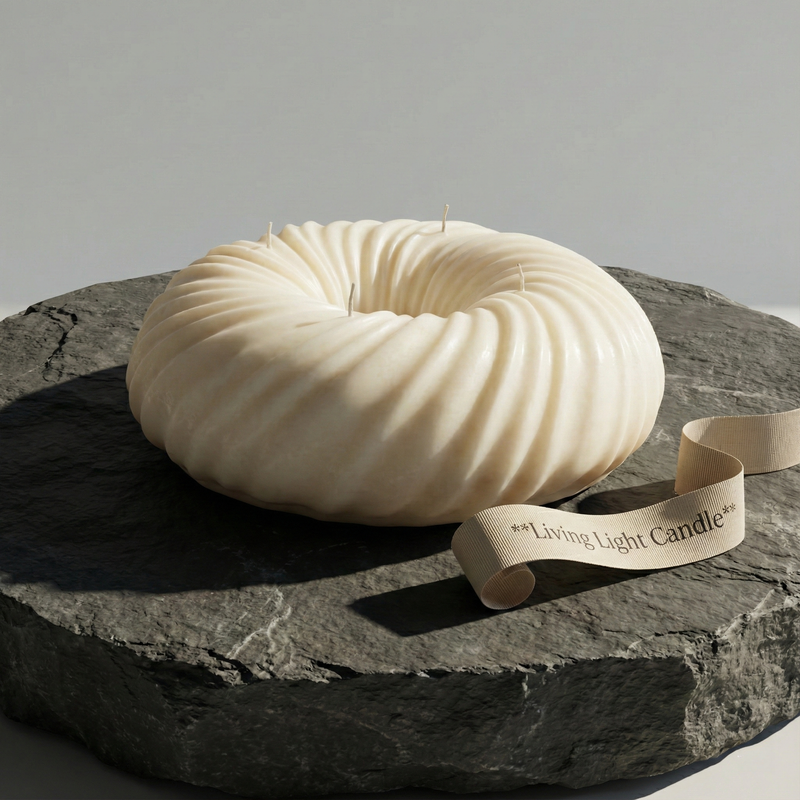 Knit Texture Spiral Ball Candle – hand-poured soy wax candle, Living Light Candle Dublin