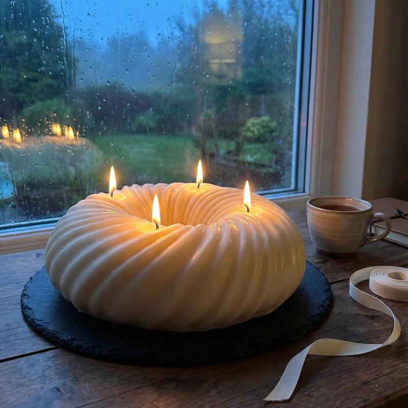 Knit Texture Spiral Ball Candle – hand-poured soy wax candle, Living Light Candle Dublin