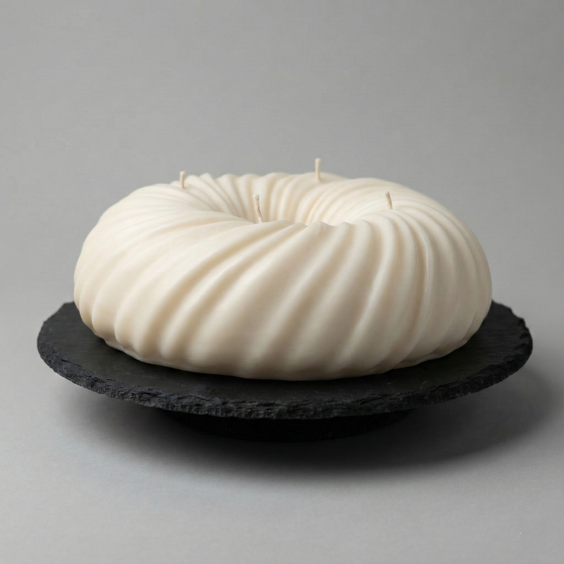 Knit Texture Spiral Ball Candle – hand-poured soy wax candle, Living Light Candle Dublin