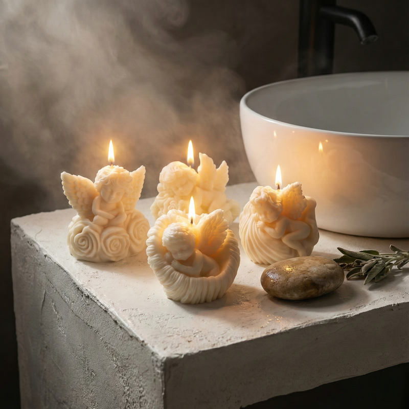 Angel & Rose Candle Set (4 Pieces)