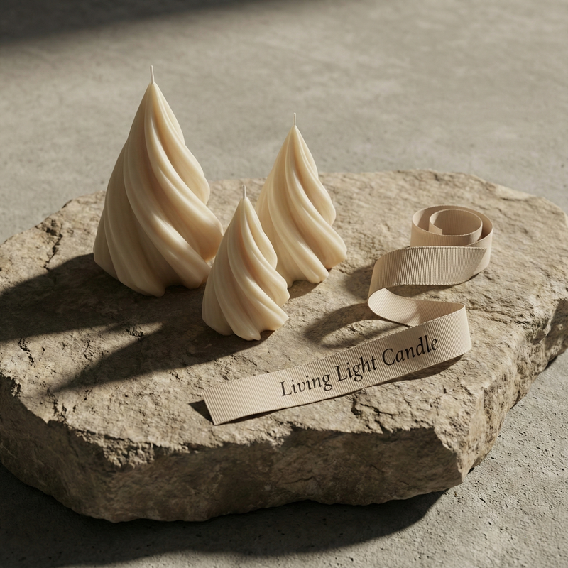 Spiral Cone Candle Set of 3 – hand-poured soy wax candles, Living Light Candle Dublin
