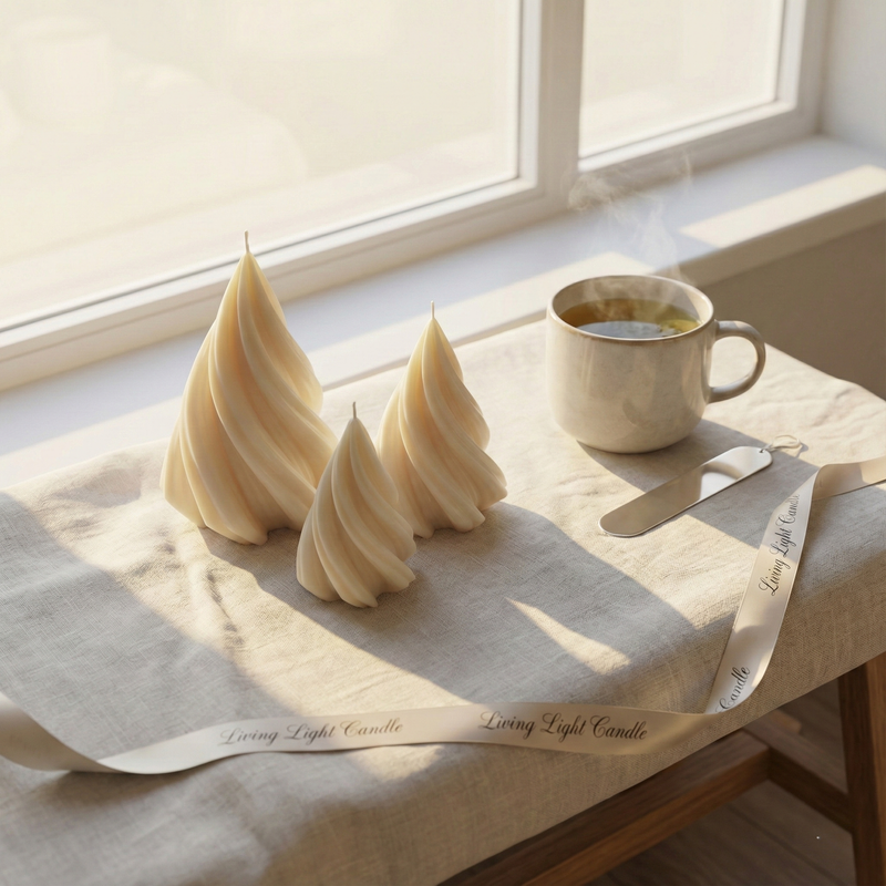 Spiral Cone Candle Set of 3 – hand-poured soy wax candles, Living Light Candle Dublin
