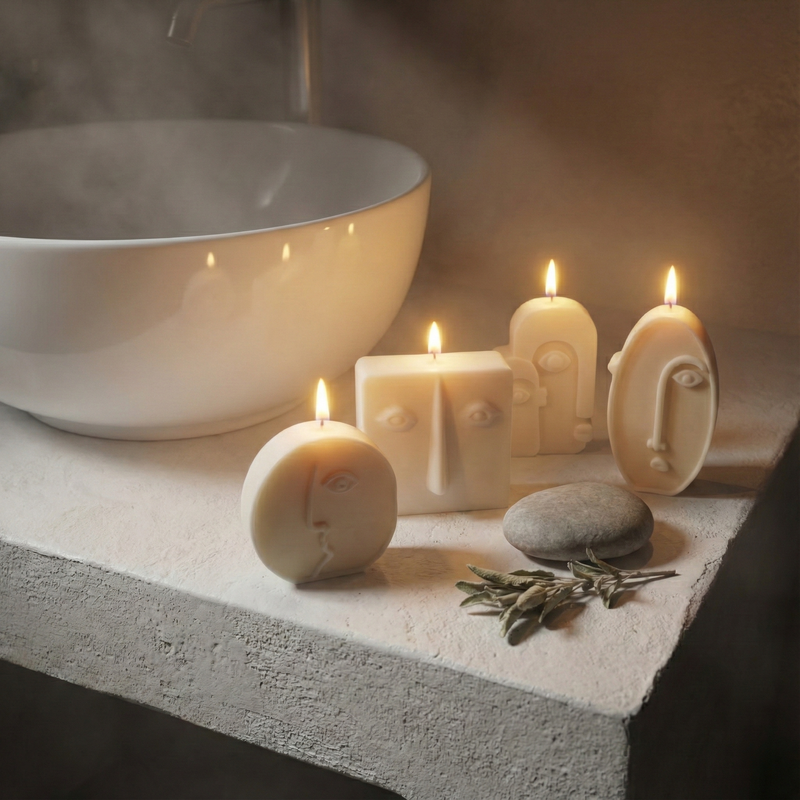 Abstract Face Figure Candle Set (4 Pieces)